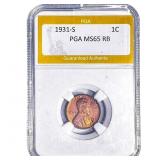 1931-S Wheat Cent PGA MS65 RB