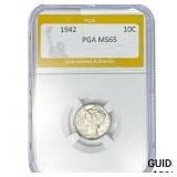 1942 Mercury Silver Dime PGA MS65