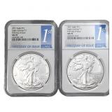 [2 Coins] 2021 Silver Eagle NGC MS70