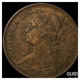 1875 Great Britain Queen Victoria Copper Farthing