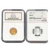 [2 Coins] 1941-1943 Wheat Cent NGC MS67