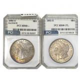 [2 Coins] 1881-1882 Morgan Silver Dollar PCI MS65-
