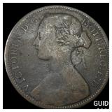 1863 Great Britain Copper Penny NEARLY UNCIRCULATE