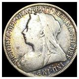 1899 Great Britain Silver Florin NEARLY UNCIRCULAT