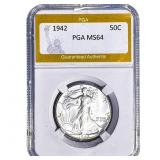 1942 Walking Liberty Half Dollar PGA MS64
