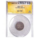 1857 Flying Eagle Cent ANACS AU50