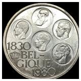 1980 Belgium Silver 500 Francs CHOICE AU
