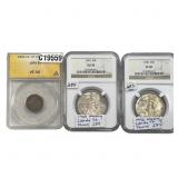 [3 CoIns] 1859-1946 Ind. Head 1C & Walk. Libs 50C