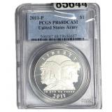 2011-P U.S. Army .7734oz SIlver $1 PCGS PR68 DCAM