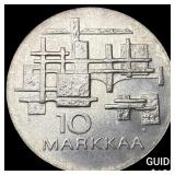1967 Finland Silver 10 Markka GEM BU