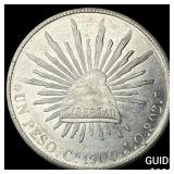 1900 Mexico Silver 1 Peso NEARLY UNCIRCULATED