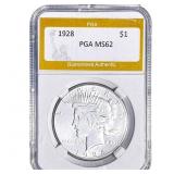 1928 Silver Peace Dollar PGA MS62