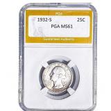 1932-S Washington Silver Quarter PGA MS61
