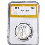 1945 Walking Liberty Half Dollar PGA MS65