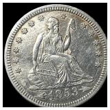 1853 Arrows Seated Liberty Quarter UNCIRCULATED