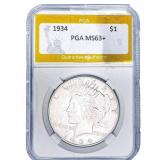 1934 Silver Peace Dollar PGA MS63+