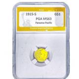1915-S Pan-Pac Rare Gold Dollar PGA MS63