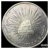 1898 Mexico Silver 1 Peso NEARLY UNCIRCULATED
