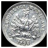 1896 Mexico Silver 10 Centavos CLOSELY UNCIRCULATE