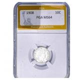 1908 Barber Dime PGA MS64