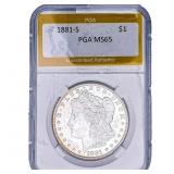 1881-S Morgan Silver Dollar PGA MS65