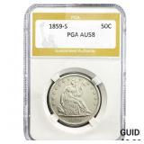 1859-S Seated Liberty Half Dollar PGA AU58