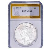 1922 Silver Peace Dollar PGA MS64