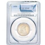 1858 Seated Liberty Quarter PCGS XF45