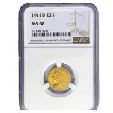 1914-D $2.50 Gold Quarter Eagle NGC MS62