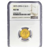 1873 $2.50 Gold Quarter Eagle NGC AU58