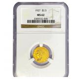 1927 $2.50 Gold Quarter Eagle NGC MS62