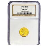 1928 $2.50 Gold Quarter Eagle NGC MS62
