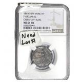 1863 NY Token NGC MS64 BN