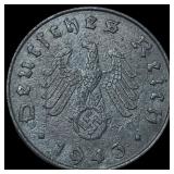 1943 Germany  Zinc 10 Reichspfennig  UNCIRCULATED