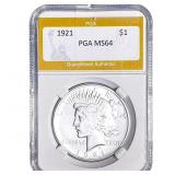 1921 Silver Peace Dollar PGA MS64