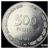 1949 Israel Silver 500 Prutah GEM BU