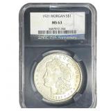 1921 Morgan Silver Dollar NGC MS63