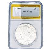 1928 Silver Peace Dollar PGA MS63