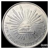 1899 Mexico Silver 1 Peso NEARLY UNCIRCULATED