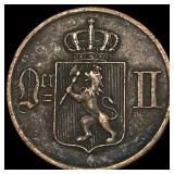 1884 Norway Copper 1 Ore NEARLY UNCIRCULATED