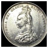 1887 Great Britain Silver Shilling CLOSELY UNCIRCU
