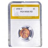 1936-D Wheat Cent PGA MS66 RD