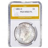 1881-O Morgan Silver Dollar PGA MS63 PL