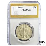1945-D Walking Liberty Half Dollar PGA MS66
