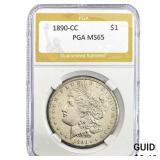 1890-CC Morgan Silver Dollar PGA MS65