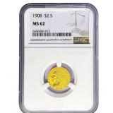1908 $2.50 Gold Quarter Eagle NGC MS62