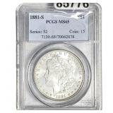 1881-S Morgan Silver Dollar PCGS MS65