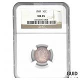 1909 Barber Dime NGC MS65