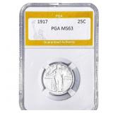 1917 Standing Liberty Quarter PGA MS63 Type 2