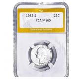 1932-S Washington Silver Quarter PGA MS65